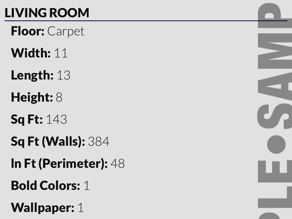 Sample output dimensions of location being remodeled